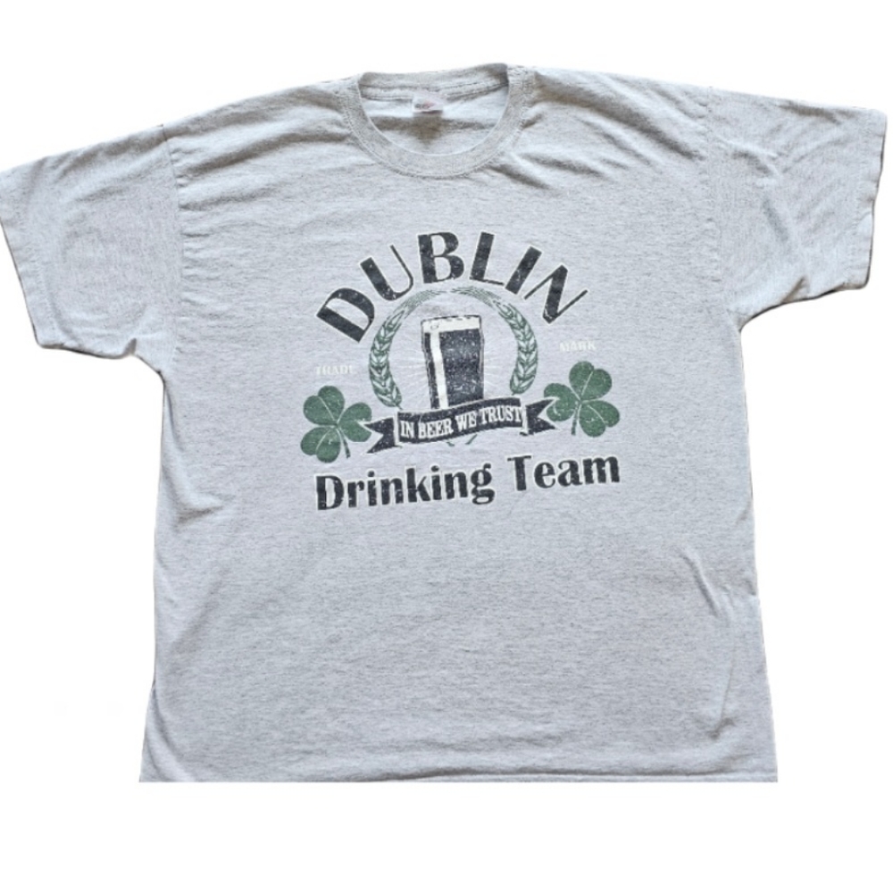Irish Drinking short sleeved Shirt Ireland Dublin men's Large